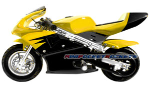 pocket bikes in yellow